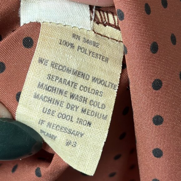 Givenchy Sport Vintage Brown & Black Polka Dot Button Down Blouse - Size 12 - Picture 5 of 8